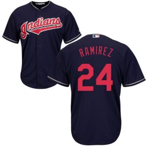 Outstanding Guardians #24 Manny Ramirez Navy Blue New Cool Base Stitched MLB Jersey