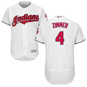 Outstanding Guardians #4 Bradley Zimmer White Flexbase Authentic Collection Stitched MLB Jersey
