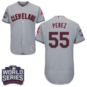Outstanding Guardians #55 Roberto Perez Grey Flexbase Authentic Collection 2016 World Series Bound Stitched MLB Jersey