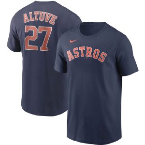 Outstanding Houston Astros #27 Jose Altuve Nike Name & Number T Shirt Navy Sports fans this is your chance Order soon to be part of the action