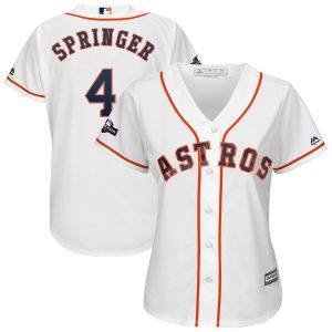 Outstanding Houston Astros #4 George Springer Majestic Women's 2019 Postseason Official Cool Base Player Jersey White With high demand Don't miss out Order now to wear your team colors