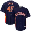 Outstanding Houston Astros #45 Gerrit Cole Majestic 2019 Postseason Official Cool Base Player Jersey Navy