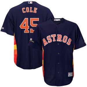 Outstanding Houston Astros #45 Gerrit Cole Majestic 2019 Postseason Official Cool Base Player Jersey Navy