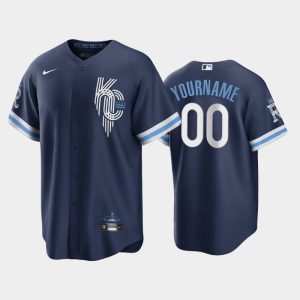 Outstanding Kansas City Royals Custom Men's Nike Game Replica 2022 City Connect Navy Jersey