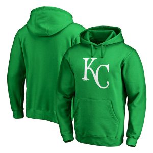 Outstanding Kansas City Royals Majestic St. Patrick's Day White Logo Pullover Hoodie Kelly Green