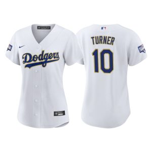 Outstanding Los Angeles Dodgers #10 Justin Turner Women's Nike 2021 Gold Program World Series Champions MLB Jersey Whtie Hurry Exclusive offer Place your order immediately for a great jersey