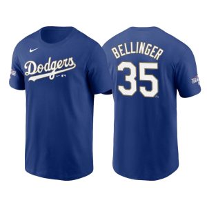 Outstanding Los Angeles Dodgers #35 Cody Bellinger 2021 Gold Program Name & Number T Shirt Royal With high demand Don't miss out Order now to wear your team colors