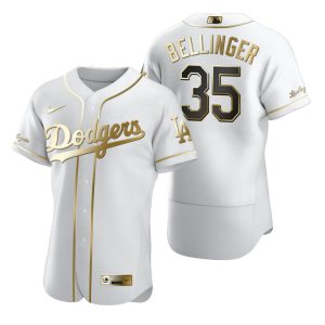 Outstanding Los Angeles Dodgers #35 Cody Bellinger White Nike Men's Authentic Golden Edition MLB Jersey