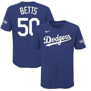 Outstanding Los Angeles Dodgers #50 Mookie Betts Nike Youth 2020 World Series Champions Name & Number T Shirt Royal Retailers boost your inventory Order now to meet customer demand