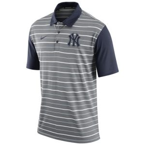 Outstanding Men's New York Yankees Nike Gray Dri FIT Stripe Polo