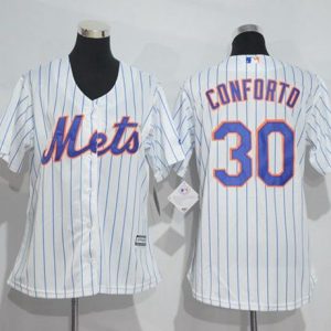 Outstanding Mets #30 Michael Conforto White(Blue Strip) Women's Home Stitched MLB Jersey Sports fans this is your chance Order soon to be part of the action