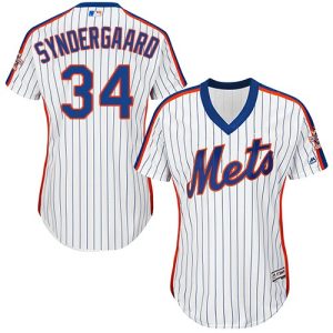 Outstanding Mets #34 Noah Syndergaard White(Blue Strip) Alternate Women's Stitched MLB Jersey With high demand Don't miss out Order now to wear your team colors