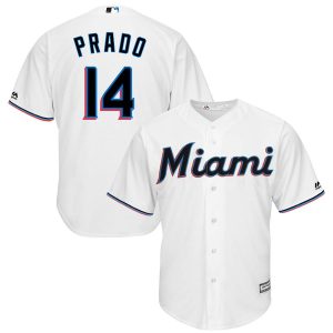 Outstanding Miami Marlins #14 Martin Prado Majestic Home 2019 Cool Base Player Jersey White