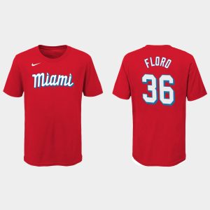 Outstanding Miami Marlins #36 Dylan Floro Youth Nike 2021 City Connect Wordmark T Shirt Red Limited stock Order now to show your love for your team