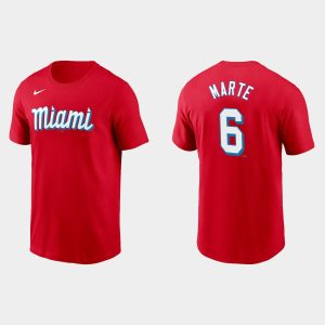Outstanding Miami Marlins #6 Starling Marte Men's Nike 2021 City Connect Wordmark T Shirt Red For a short time available Grab yours quickly to own a team jersey