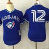 Outstanding Mitchell And Ness Blue Jays #12 Roberto Alomar Blue Throwback Stitched MLB Jersey