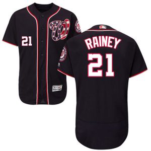 Outstanding Nationals #21 Tanner Rainey Navy Blue Flexbase Authentic Collection Stitched MLB Jersey