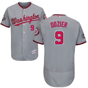 Outstanding Nationals #9 Brian Dozier Grey Flexbase Authentic Collection 2019 World Series Champions Stitched MLB Jersey