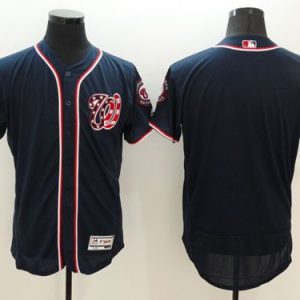 Outstanding Nationals Blank Navy Blue Flexbase Authentic Collection Stitched MLB Jersey