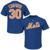 Outstanding New York Mets #30 Michael Conforto Majestic Official Name and Number T Shirt Royal