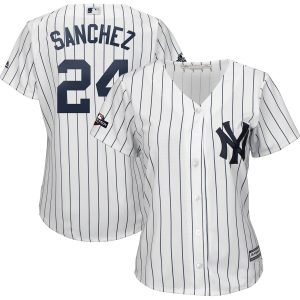 Outstanding New York Yankees #24 Gary Sanchez Majestic Women's 2019 Postseason Official Cool Base Player Jersey White Navy Retailers boost your inventory Order now to meet customer demand