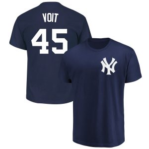 Outstanding New York Yankees #45 Luke Voit Majestic Official Name & Number T Shirt Navy