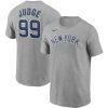 Outstanding New York Yankees #99 Aaron Judge Nike Name & Number T Shirt Gray Sports fans this is your chance Order soon to be part of the action