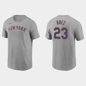 Outstanding Nike Mets #23 Javier Baez Name & Number Gray T Shirt Retailers boost your inventory Order now to meet customer demand