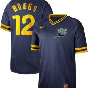 Outstanding Nike Rays #12 Wade Boggs Navy Authentic Cooperstown Collection Stitched MLB Jersey