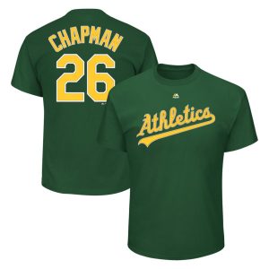 Outstanding Oakland Athletics #26 Matt Chapman Majestic Official Name and Number T Shirt Green