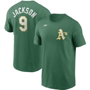 Outstanding Oakland Athletics #9 Reggie Jackson Nike Cooperstown Collection Name & Number T Shirt Green Retailers boost your inventory Order now to meet customer demand