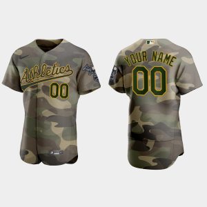 Outstanding Oakland Athletics Custom Men's Nike 2021 Armed Forces Day Authentic MLB Jersey  Camo
