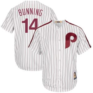 Outstanding Philadelphia Phillies #14 Jim Bunning Majestic Cooperstown Collection Cool Base Player Jersey White