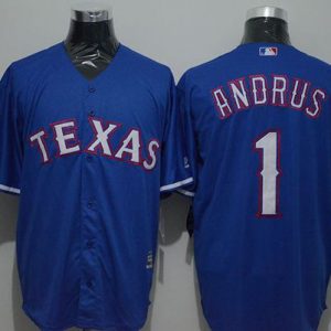 Outstanding Rangers #1 Elvis Andrus Blue New Cool Base Stitched MLB Jersey