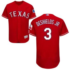 Outstanding Rangers #3 Delino DeShields Jr. Red Flexbase Authentic Collection Stitched MLB Jersey