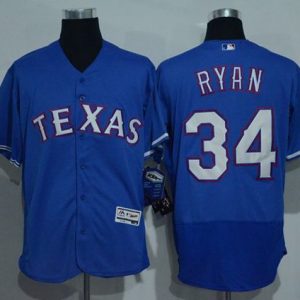 Outstanding Rangers #34 Nolan Ryan Blue Flexbase Authentic Collection Stitched MLB Jersey