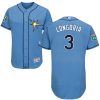 Outstanding Rays #3 Evan Longoria Light Blue Flexbase Authentic Collection Stitched MLB Jersey