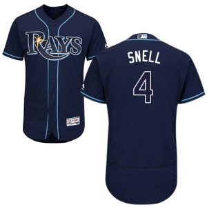 Outstanding Rays #4 Blake Snell Dark Blue Flexbase Authentic Collection Stitched MLB Jersey