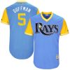 Outstanding Rays #5 Matt Duffy Light Blue Duffman Players Weekend Authentic Stitched MLB Jersey