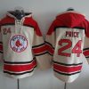 Outstanding Red Sox #24 David Price Cream Sawyer Hooded Sweatshirt MLB Hoodie