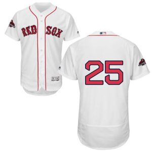 Outstanding Red Sox #25 Steve Pearce White Flexbase Authentic Collection 2018 World Series Champions Stitched MLB Jersey