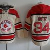 Outstanding Red Sox #34 David Ortiz Cream Sawyer Hooded Sweatshirt MLB Hoodie