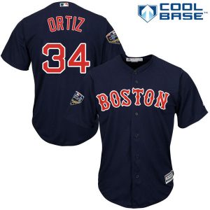 Outstanding Red Sox #34 David Ortiz Navy Blue New Cool Base 2018 World Series Stitched MLB Jersey