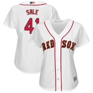 Outstanding Red Sox #41 Chris Sale White 2019 Gold Program Cool Base Women's Stitched MLB Jersey Collectors this is a must have Add it to your collection by ordering