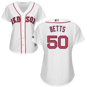 Outstanding Red Sox #50 Mookie Betts White Home Women's Stitched MLB Jersey Limited stock Order now to show your love for your team
