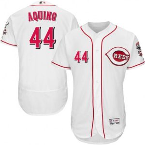 Outstanding Reds #44 Aristides Aquino White Flexbase Authentic Collection Stitched MLB Jersey