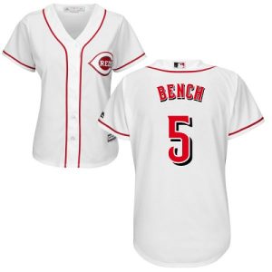 Outstanding Reds #5 Johnny Bench White Home Women's Stitched MLB Jersey Act fast Only a few left Secure yours today