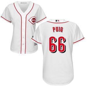 Outstanding Reds #66 Yasiel Puig White Home Women's Stitched MLB Jersey Hurry Exclusive offer Place your order immediately for a great jersey