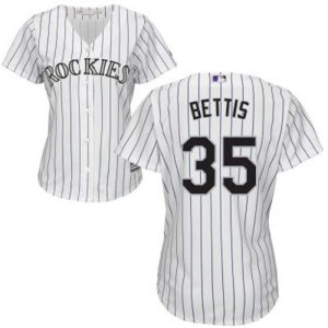 Outstanding Rockies #35 Chad Bettis White Strip Home Women's Stitched MLB Jersey Retailers boost your inventory Order now to meet customer demand