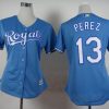 Outstanding Royals #13 Salvador Perez Light Blue Alternate 1 Women's Stitched MLB Jersey Retailers boost your inventory Order now to meet customer demand